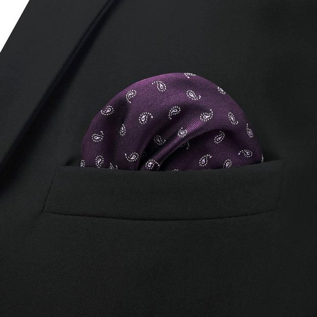 shlax & wing BH36 Purple Plum Paisley Mens Pocket Square Classic Fashion Business Groom Ofertas especiales