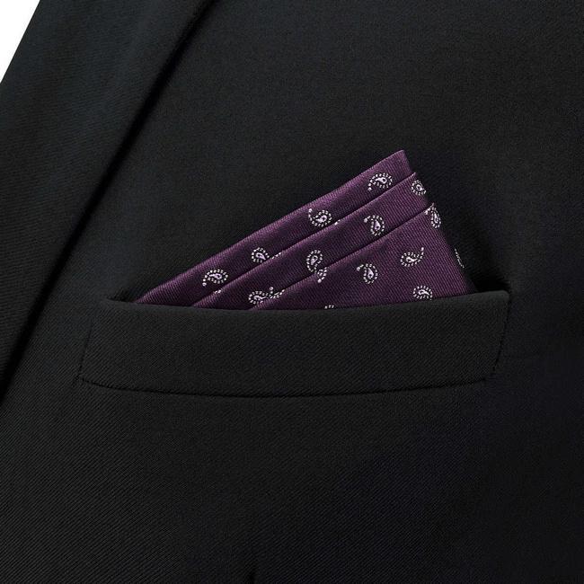 shlax & wing BH36 Purple Plum Paisley Mens Pocket Square Classic Fashion Business Groom Ofertas especiales
