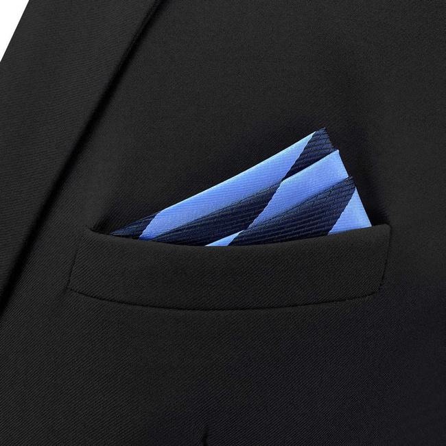 shlax & wing BH47 Royal Blue Navy Blue Striped Mens Pocket Square Fashion Party Fashion Handkerchief Wedding Rebajas de fin de temporada
