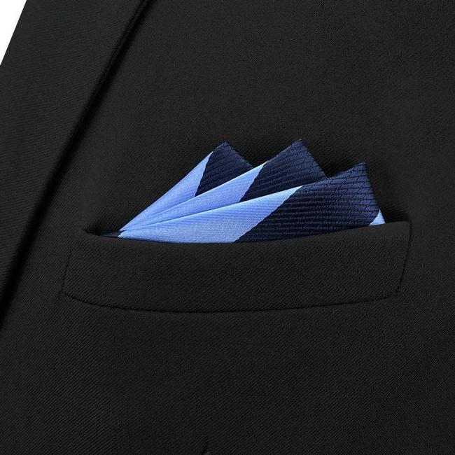 shlax & wing BH47 Royal Blue Navy Blue Striped Mens Pocket Square Fashion Party Fashion Handkerchief Wedding Rebajas de fin de temporada