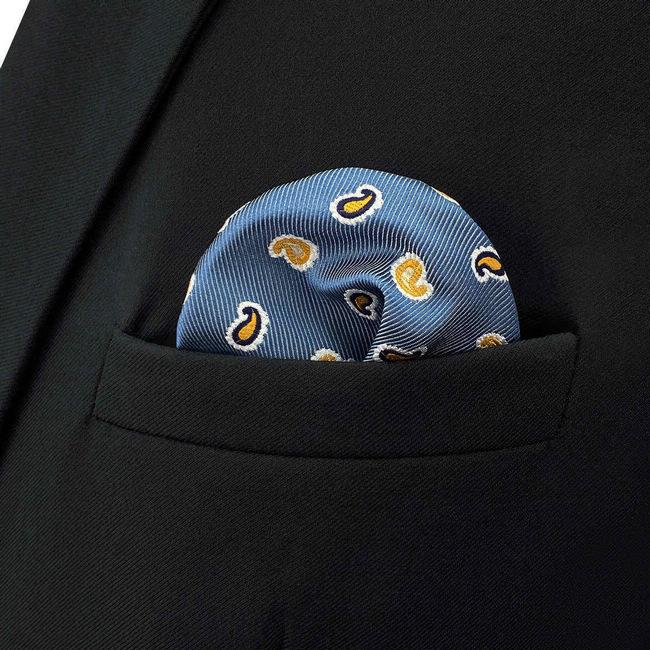 shlax & wing BH48 Royal Blue Paisley Mens Pocket Square Business Wedding Handkerchief Groom Precio ultrabajo