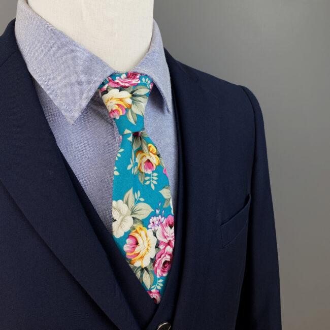 shlax & wing Multicolor Floral Men’s Skinny Necktie Cotton 6cm Aqua Gift Wedding Party Casual Gravatas 2025