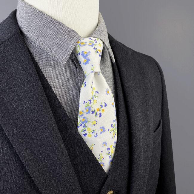 shlax & wing White Floral Men’s Skinny Necktie Cotton 6cm Gift Wedding Party Casual Gravatas Ofertas