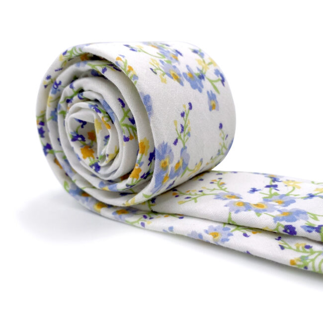 shlax & wing White Floral Men’s Skinny Necktie Cotton 6cm Gift Wedding Party Casual Gravatas Ofertas