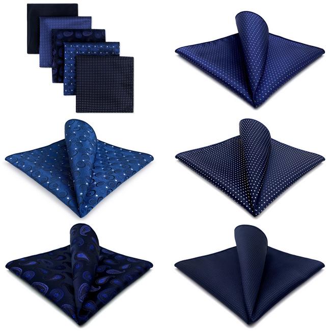 shlax & wing 5 Pieces Assorted Fashion Mens Pocket Square Classic Handkerchiefs Set 2-24 Descuento