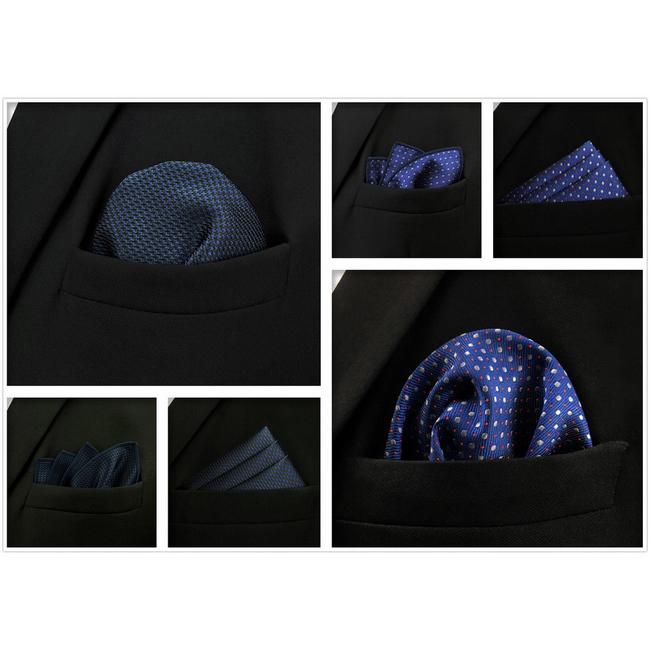 shlax & wing 5 Pieces Assorted Fashion Mens Pocket Square Classic Handkerchiefs Set 2-24 Descuento
