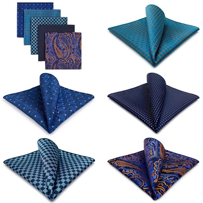 shlax & wing 5 Pieces Assorted Fashion Mens Pocket Square Classic Handkerchiefs Set 2-25 Tienda