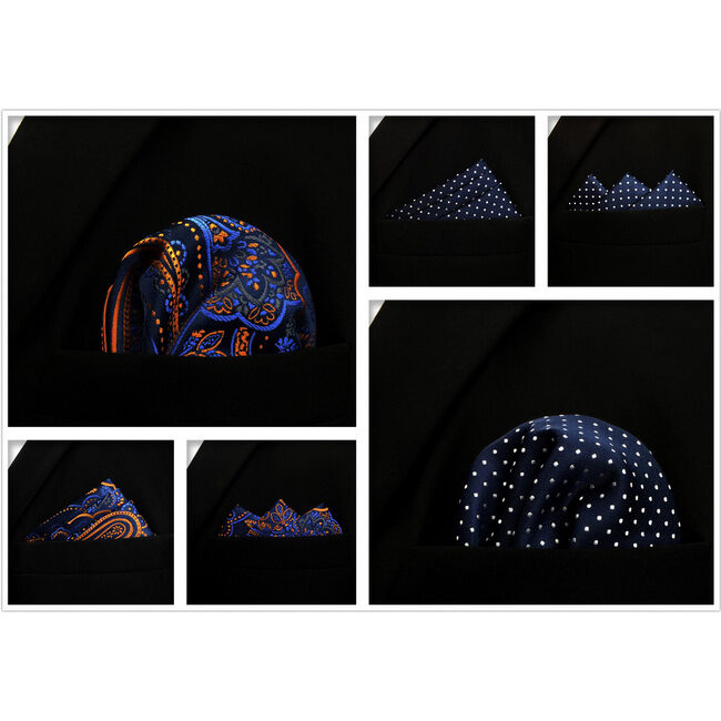 shlax & wing 5 Pieces Assorted Fashion Mens Pocket Square Classic Handkerchiefs Set 2-25 Tienda