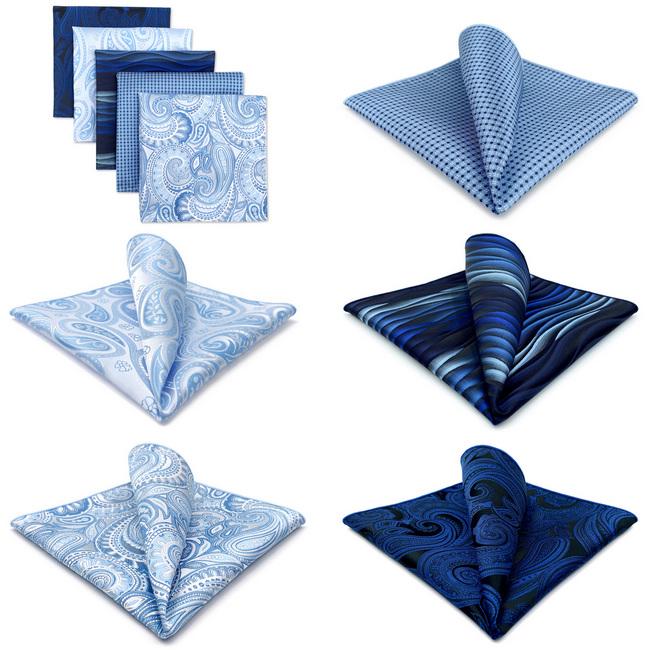 shlax & wing 5 Pieces Assorted Fashion Mens Pocket Square Classic Handkerchiefs Set 2-30 Tienda