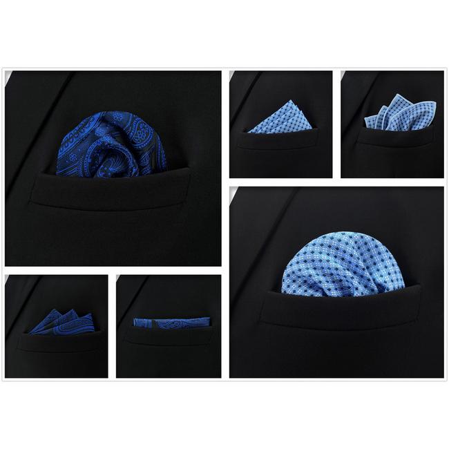 shlax & wing 5 Pieces Assorted Fashion Mens Pocket Square Classic Handkerchiefs Set 2-30 Tienda