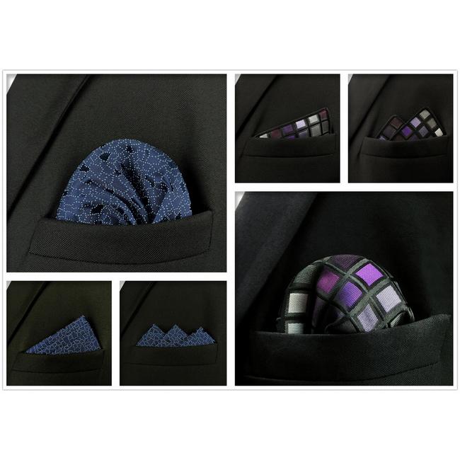 shlax & wing 5 Pieces Mens Pocket Square Lot Assorted Classic Handkerchiefs 1-75 Liquidación