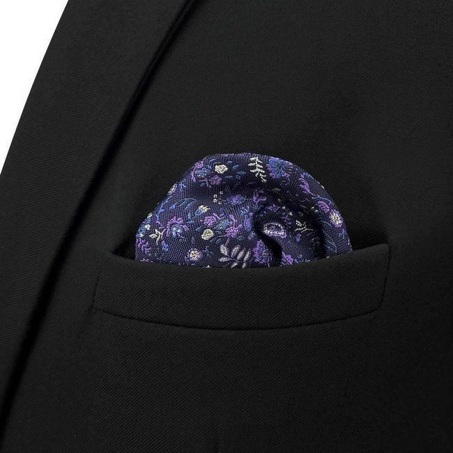 shlax & wing BH52 Purple Floral Mens Pocket Square Classic Dress Party Fashion Wedding Handkerchief Groom COMPRAR AHORA