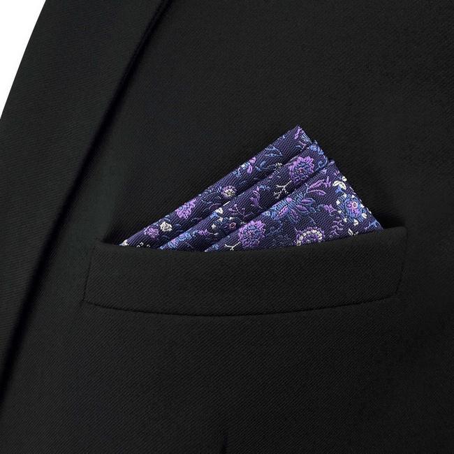 shlax & wing BH52 Purple Floral Mens Pocket Square Classic Dress Party Fashion Wedding Handkerchief Groom COMPRAR AHORA