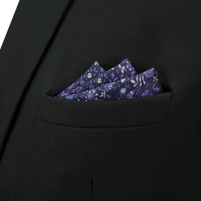 shlax & wing BH52 Purple Floral Mens Pocket Square Classic Dress Party Fashion Wedding Handkerchief Groom COMPRAR AHORA