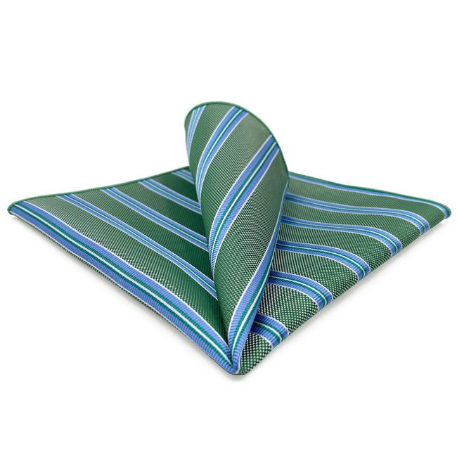 shlax & wing BH57 Green Striped Mens Pocket Square Classic Wedding Handkerchief Groom Business Últimos 2 días
