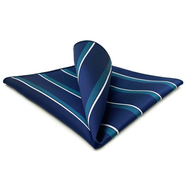 shlax & wing BH59 Blue Striped Mens Pocket Square Fashion Party Classic Business Handkerchief Groom Último día