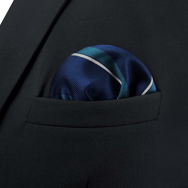 shlax & wing BH59 Blue Striped Mens Pocket Square Fashion Party Classic Business Handkerchief Groom Último día