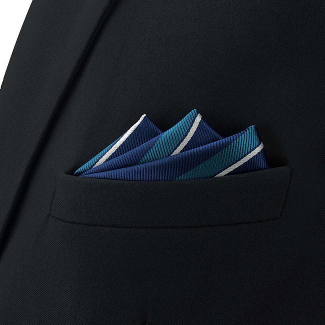 shlax & wing BH59 Blue Striped Mens Pocket Square Fashion Party Classic Business Handkerchief Groom Último día