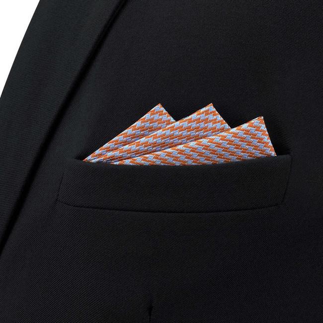 shlax & wing BH60 Gray Orange Houndstooth Mens Pocket Square Fashion Party Handkerchief Wedding Precio de fábrica