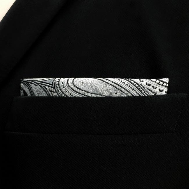shlax & wing KH7 Grey Black Paisley Pocket Square Mens Neckties Jacquard Woven Hanky Solo queda un día