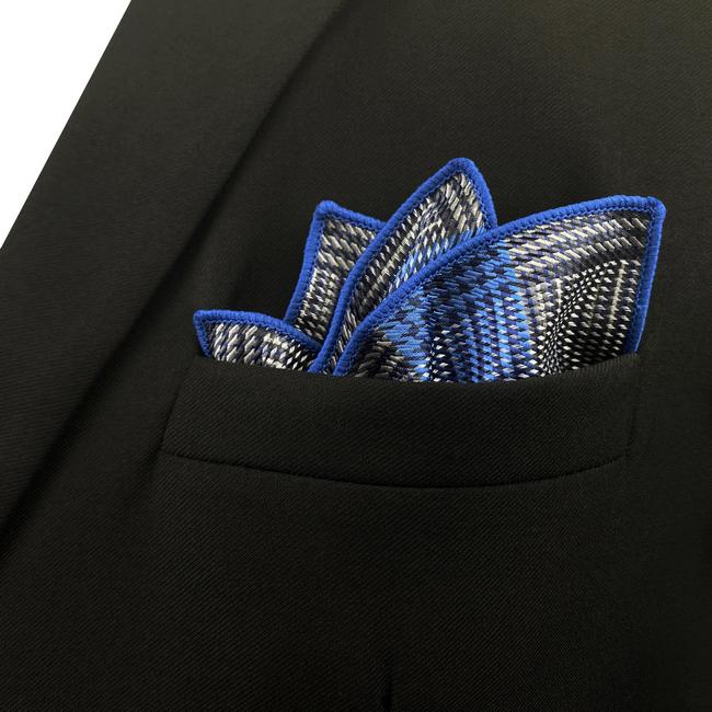 shlax & wing FH23 Checked Blue Gray Plaids Pocket Square Mens Neckties Jacquard Woven Hanky Superdescuento