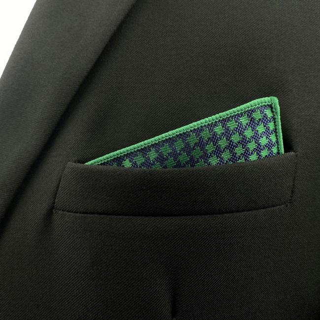 shlax & wing FH24 Green Blue Houndstooth Pocket Square Mens Neckties Jacquard Woven Hanky Grandes descuentos