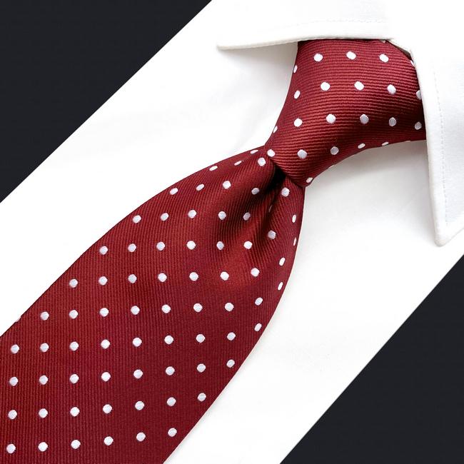 shlax & wing S15 Dots Dotty Maroon Red White Mens Neckties Ties 100% Pure Silk Jacquard Woven Limitado a 3 días