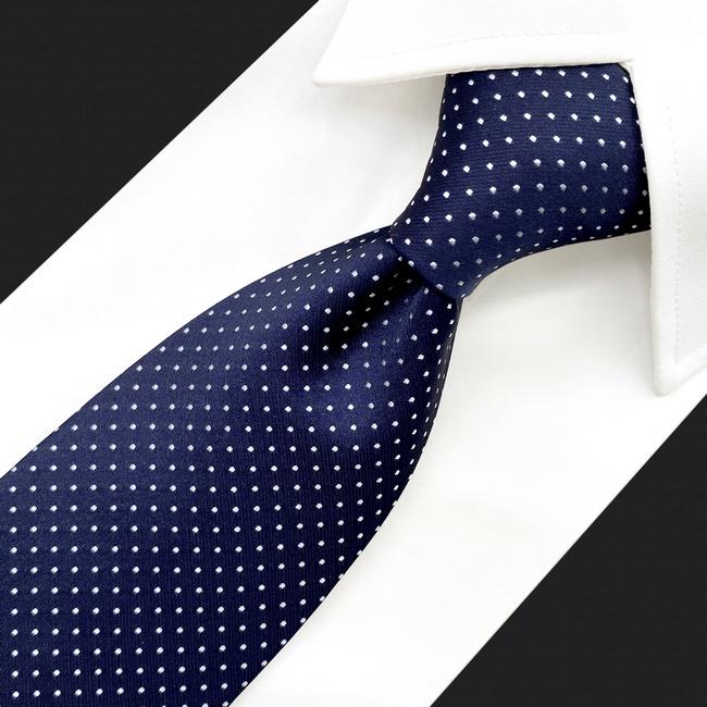 shlax & wing S6 Dots Navy Dark Blue White Mens Neckties Ties 100% Silk Jacquard Woven Precios de Black Friday
