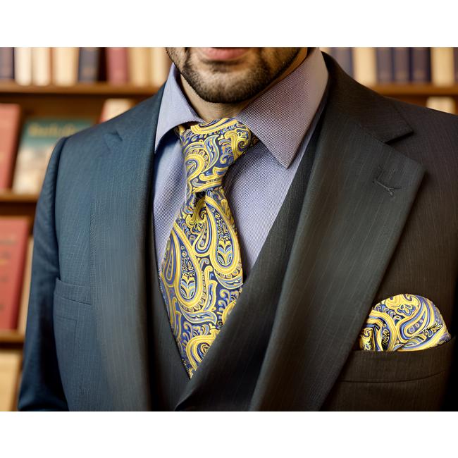shlax & wing U13 Paisley Orange Blue Navy Mens Necktie Ties 100% Silk Jacquard Woven En oferta