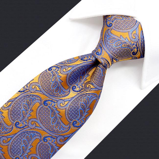 shlax & wing U26 Paisley Wedding Gold Blue Mens Necktie Ties 100% Silk Jacquard Woven Libre de impuestos