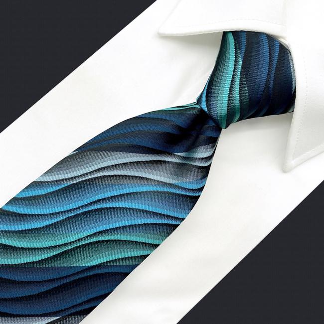 shlax & wing Y23 Turquoise Multicolor Ripple Abstract Classic Silk Mens Necktie Bow tie Pocket Square Cufflinks Set Última moda