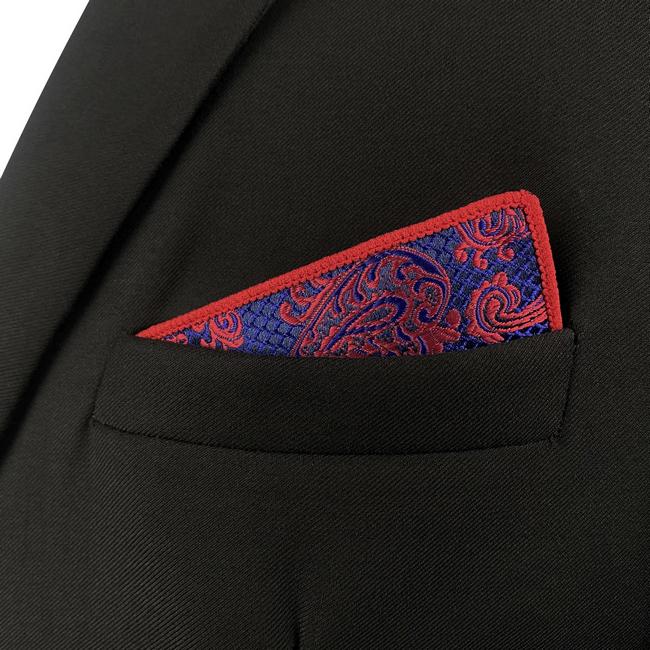 shlax & wing MH15 Floral Paisley Navy Blue Red Crimson Pocket Square Mens Neckties Jacquard Woven Ofertas de temporada
