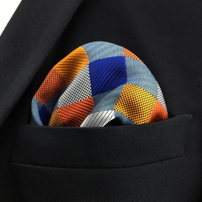 shlax & wing MH17 Checked Multicolor Pocket Square Mens Neckties Jacquard Woven Rebajas de fin de temporada