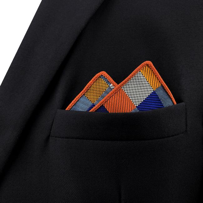 shlax & wing MH17 Checked Multicolor Pocket Square Mens Neckties Jacquard Woven Rebajas de fin de temporada