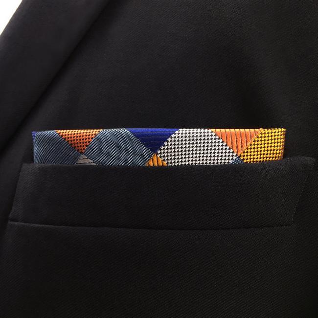 shlax & wing MH17 Checked Multicolor Pocket Square Mens Neckties Jacquard Woven Rebajas de fin de temporada