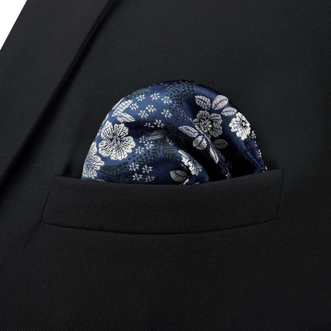 shlax & wing BH45 Navy Blue Floral Men’s Pocket Square Classic Fashion Handkerchief Acceossories Wedding 2025