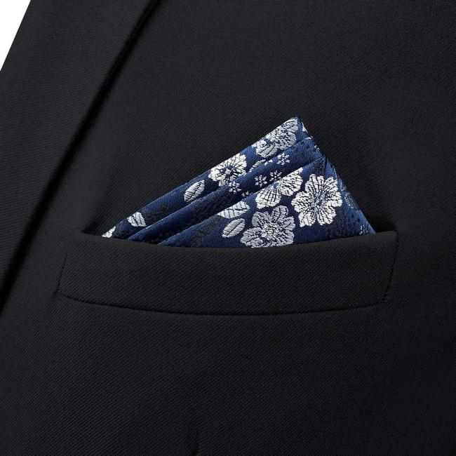 shlax & wing BH45 Navy Blue Floral Men’s Pocket Square Classic Fashion Handkerchief Acceossories Wedding 2025