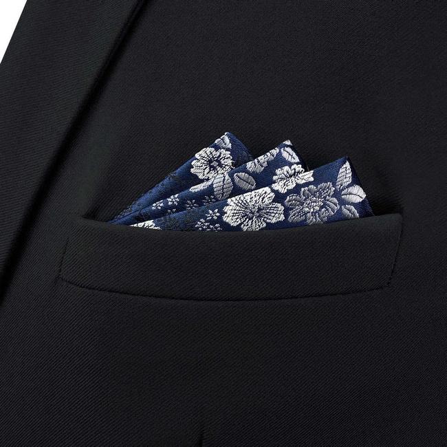 shlax & wing BH45 Navy Blue Floral Men’s Pocket Square Classic Fashion Handkerchief Acceossories Wedding 2025