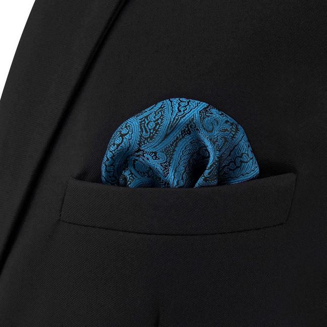 shlax & wing BH62 Dark Teal Paisley Mens Pocket Square Fashion Party Classic Handkerchief Acceossories Wedding Outlet