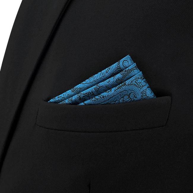 shlax & wing BH62 Dark Teal Paisley Mens Pocket Square Fashion Party Classic Handkerchief Acceossories Wedding Outlet