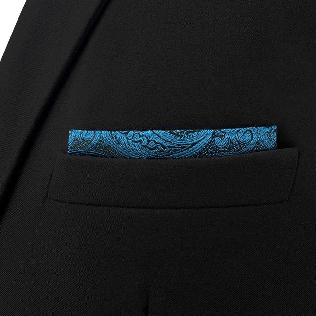 shlax & wing BH62 Dark Teal Paisley Mens Pocket Square Fashion Party Classic Handkerchief Acceossories Wedding Outlet