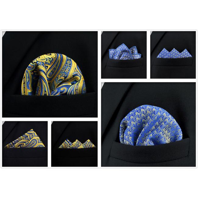 shlax & wing 5 Pieces Assorted Fashion Mens Pocket Square Classic Handkerchiefs Set 1-73 En oferta