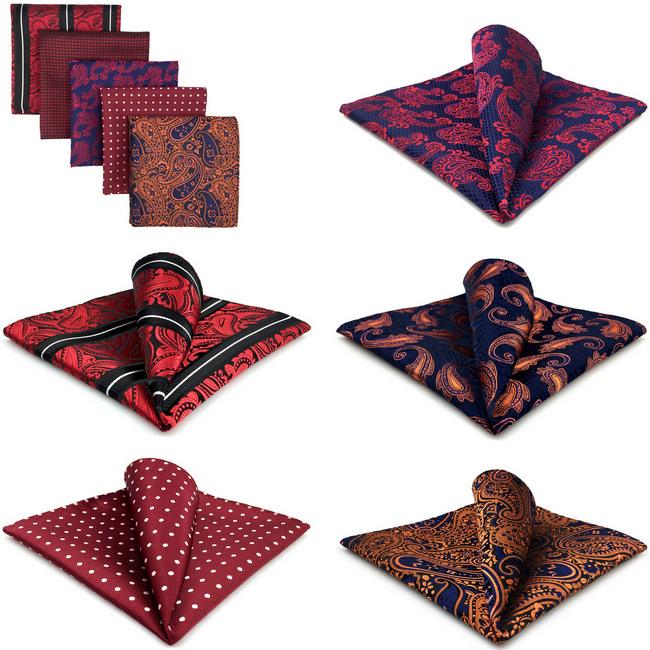 shlax & wing 5 Pieces Assorted Fashion Red Mens Pocket Square Classic Handkerchiefs Set 1-21 Gran oferta