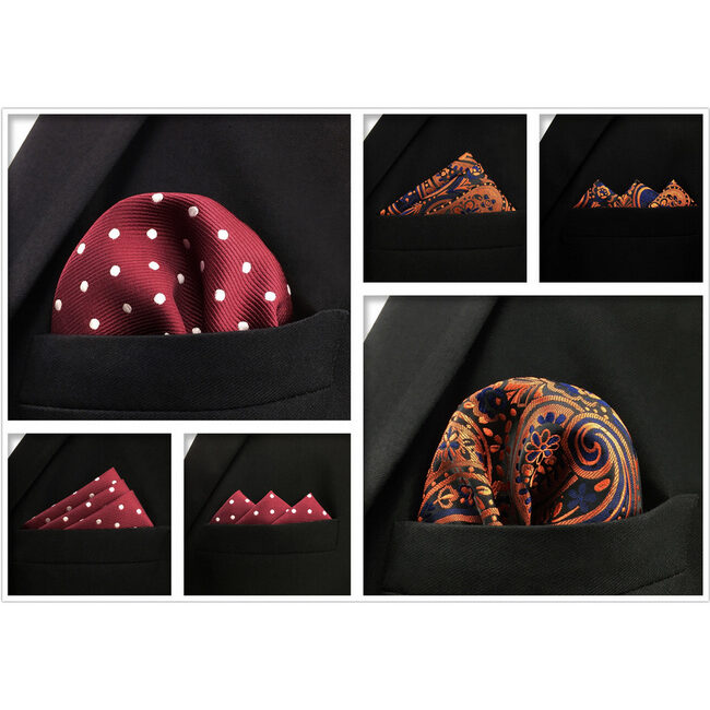 shlax & wing 5 Pieces Assorted Fashion Red Mens Pocket Square Classic Handkerchiefs Set 1-21 Gran oferta