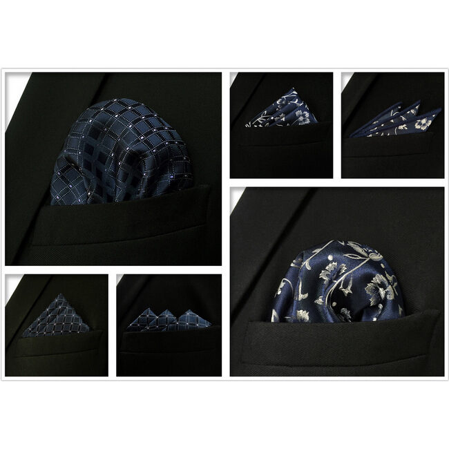 shlax & wing 5 Pieces Assorted Mens Pocket Square Fashion Classic Handkerchiefs Set 1-44 Descuento