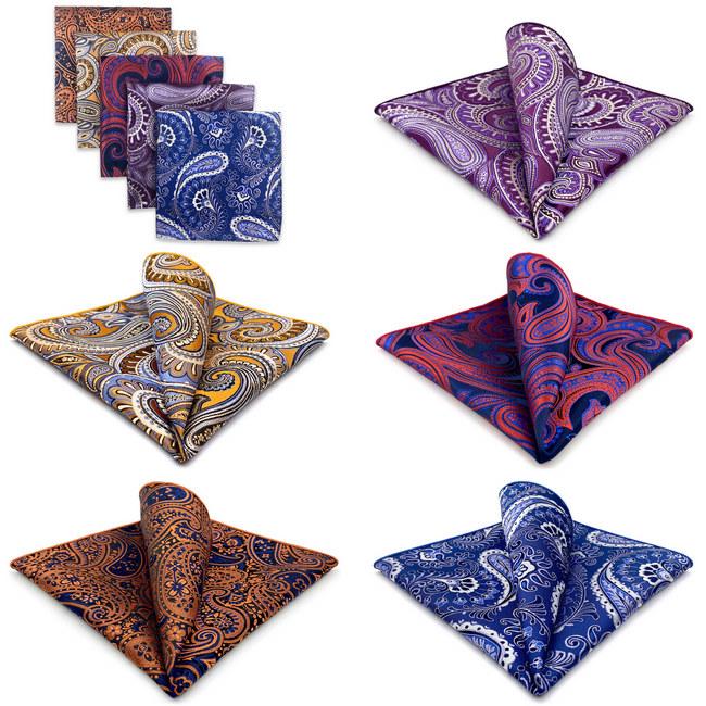 shlax & wing 5 Pieces Assorted Mens Pocket Square Fashion Classic Handkerchiefs Set 2-62 Tienda