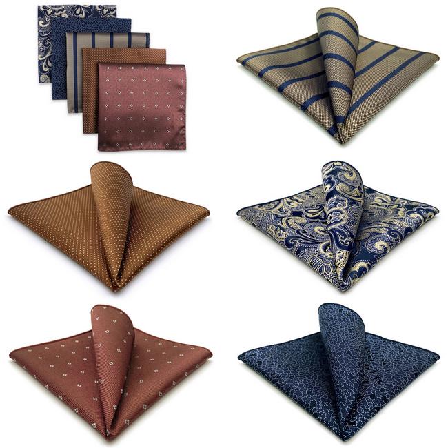 shlax & wing 5 Pieces Assorted Mens Pocket Square Fashion Classic Handkerchiefs Set 1-53 Tienda