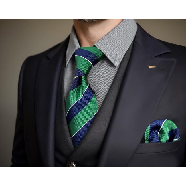 shlax & wing Y27 Navy Green Striped Silk Fashion Brand New Men Ties Neckties Bow tie Pocket Square Set Rebajas online