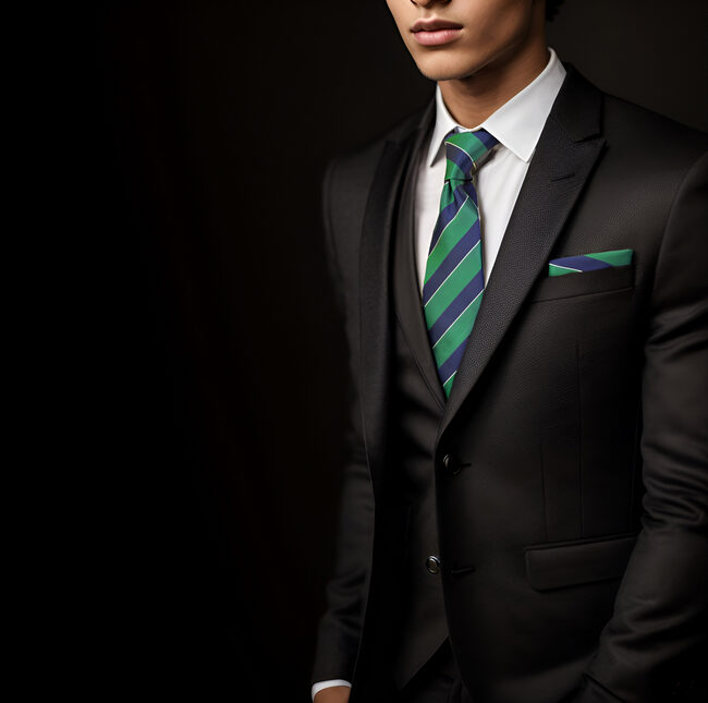 shlax & wing Y27 Navy Green Striped Silk Fashion Brand New Men Ties Neckties Bow tie Pocket Square Set Rebajas online