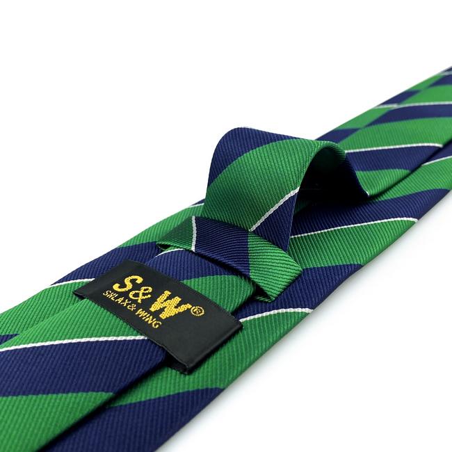 shlax & wing Y27 Navy Green Striped Silk Fashion Brand New Men Ties Neckties Bow tie Pocket Square Set Rebajas online
